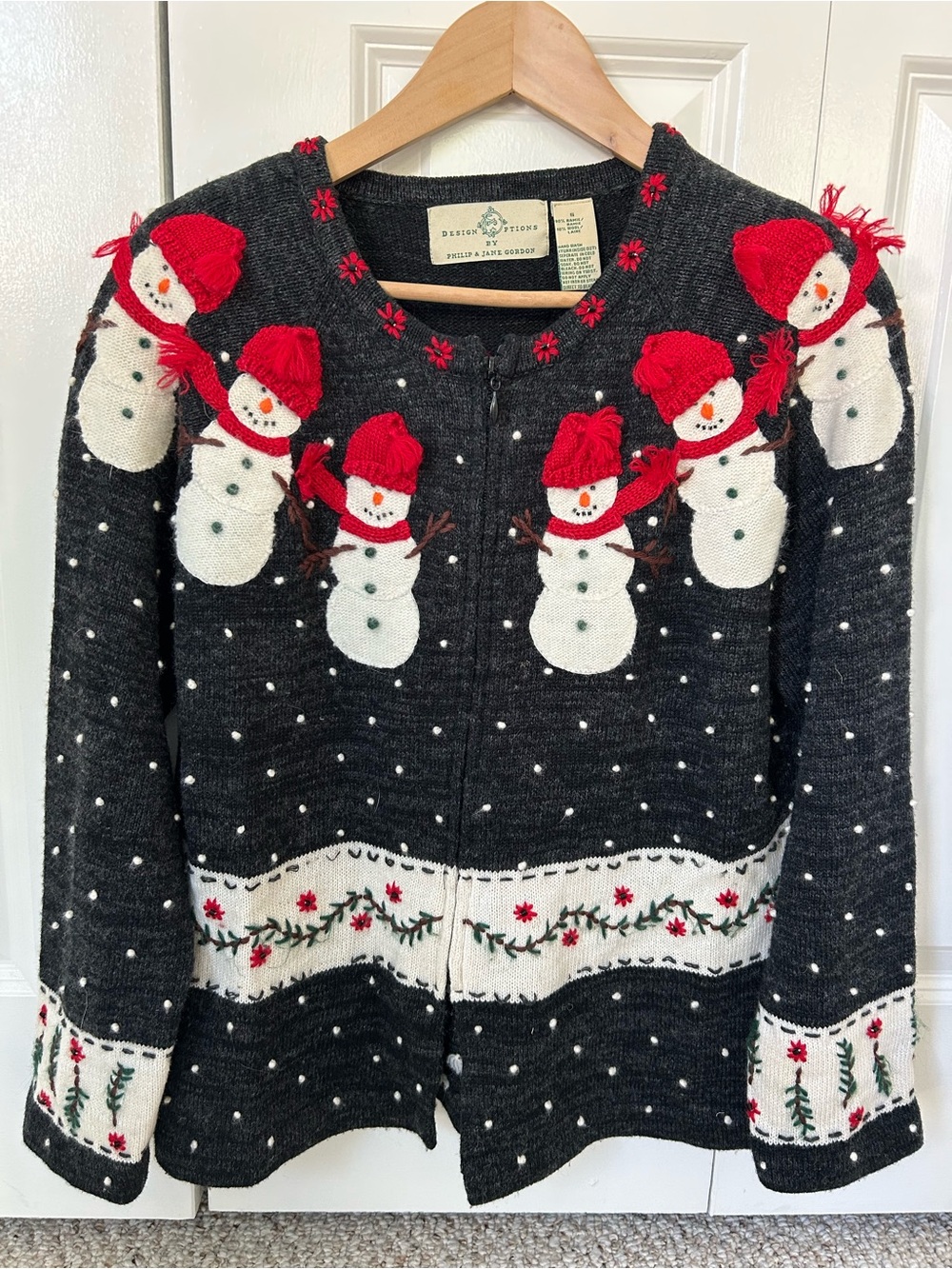 Vintage ugly Christmas sweater Design Options Snowman Zip Cardigan Sweater S